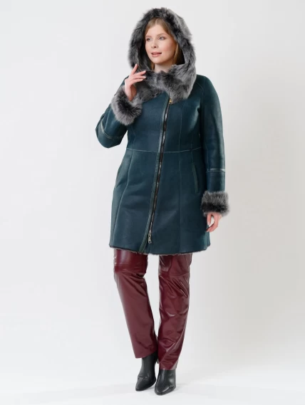 Демисезонный комплект женский: Дубленка 283 + Брюки 02, синий/бордовый, р. 44, арт. 111231-1