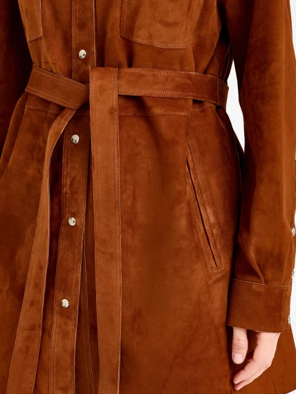 Женская замшевая куртка рубашка премиум класса 3107з, виски, размер 44, артикул 92180-3