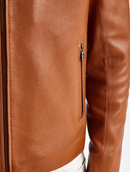 Короткая мужская кожаная куртка 2010-9, виски, размер 50, артикул 29630-3