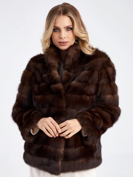 Соболиная шуба автоледи для женщин премиум класса 2а(с), темно-коричневая, размер 50, артикул 33680-1