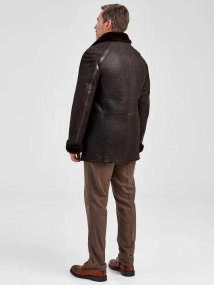 Дубленка двубортная классическая мужская 422, коричневая, размер 58, артикул 70872-4