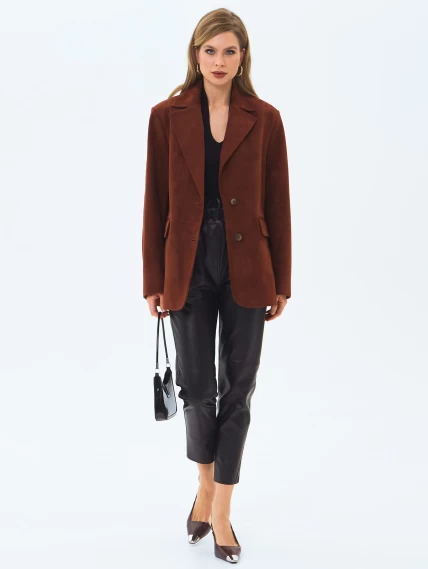 Женский замшевый пиджак премиум класса 3096з, табачный, размер 48, артикул 24370-6