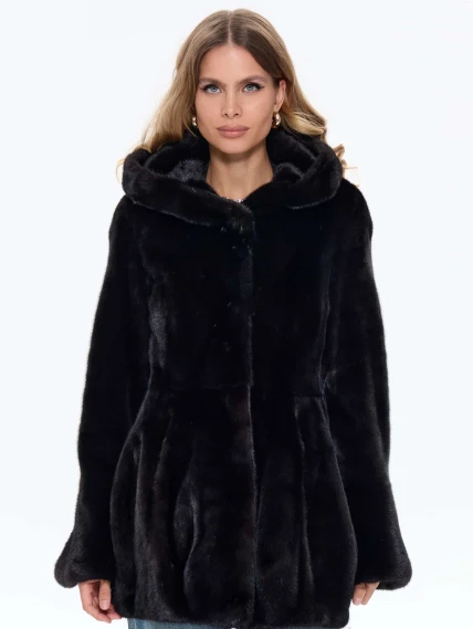 Черная женская норковая шуба BRASCHI Н 717, размер 44, артикул 34410-4