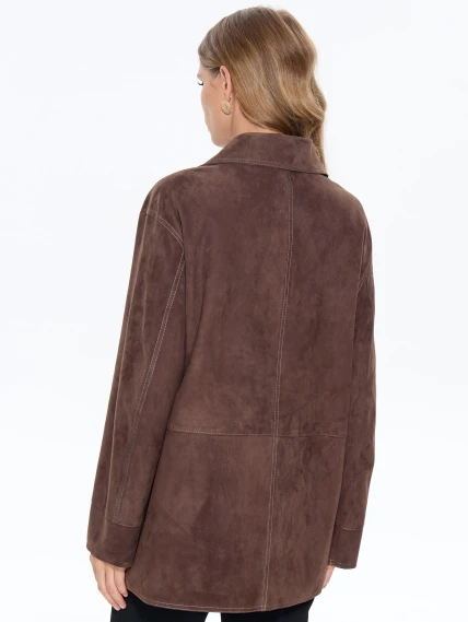 Замшевый женский пиджак премиум класса 3092з, cветло-коричневый, размер 44, артикул 25730-7