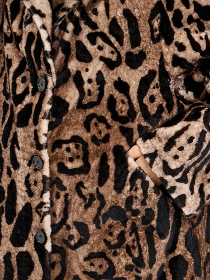 Короткая женская дубленка с норкой 2084, бежевая, размер 46, артикул 64970-2