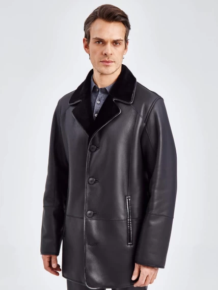 Классическая мужская дубленка премиум класса 135(пр), черная, размер 56, артикул 71400-3