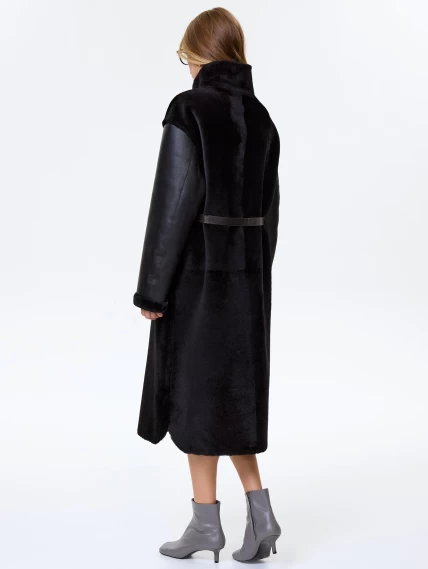 Длинное женское пальто из натуральной овчины премиум класса 2050, черное, размер 46, артикул 64310-5