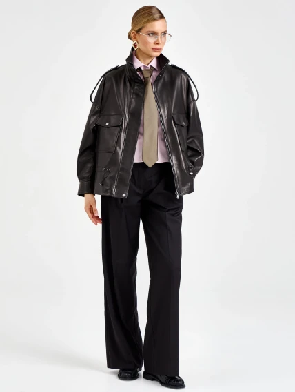 Черная женская кожаная куртка 3101, размер 42, артикул 92200-0