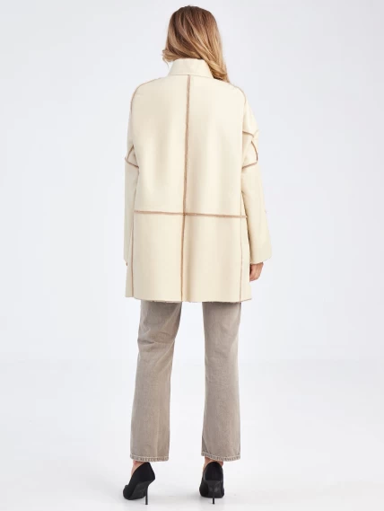 Женская куртка оверсайз из меховой овчины на молнии премиум класса 2036, бежевая, размер 48, артикул 63570-6