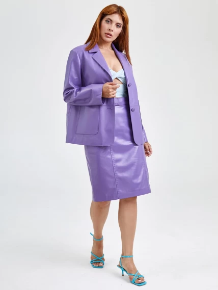 Сиреневая кожаная юбка карандаш 02рс, размер 48, артикул 85601-6