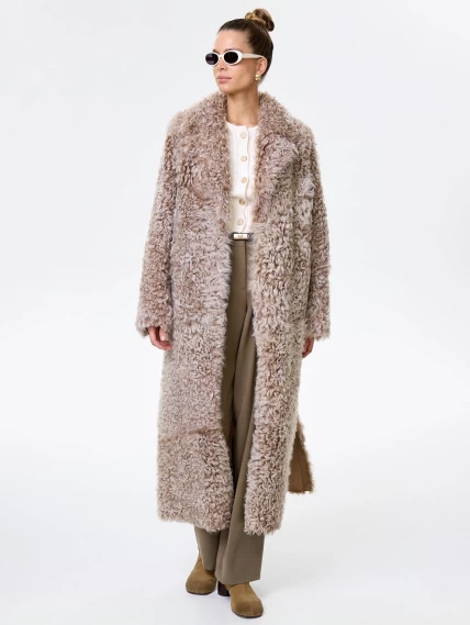 Женское пальто из натуральной овчины тиградо премиум класса 2023, бежевое, размер 44, артикул 64560-1