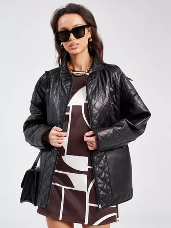 Кожаная женская стеганая куртка премиум класса 3043-0