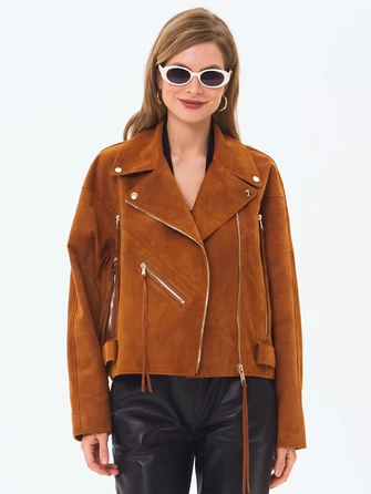 Замшевая короткая куртка косуха для женщин премиум класса 3051з-1