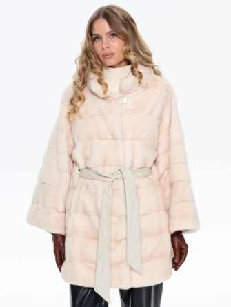 Короткая бежевая норковая женская шуба MANAKAS 2524-0