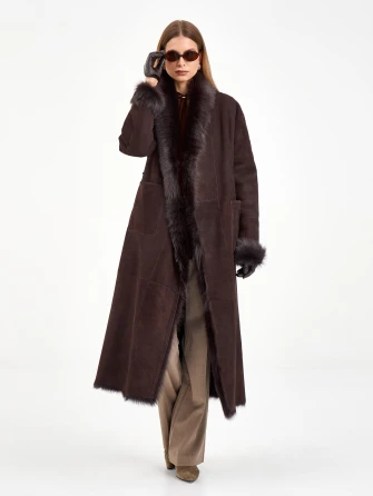Коричневая женская дубленка из тосканы 2020-1
