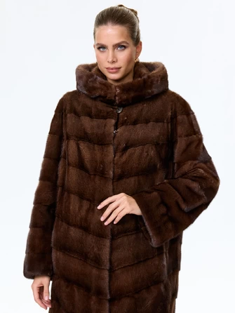 Норковая женская шуба с капюшоном Галя(к)-0