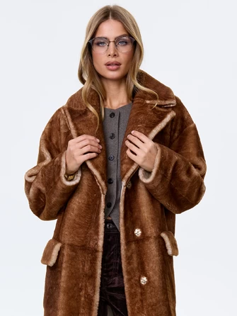 Длинное женское пальто из натуральной овчины астрагана премиум класса 2053-0