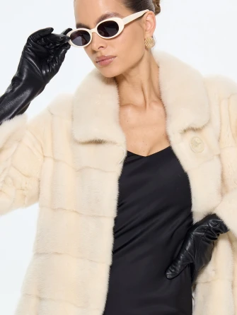 Бежевая женская норковая шуба MANAKAS 2478-1