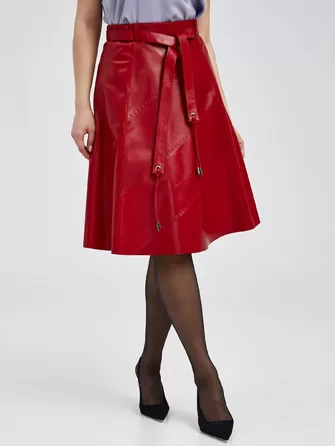 Кожаная расклешенная юбка из натуральной кожи 01рс-1