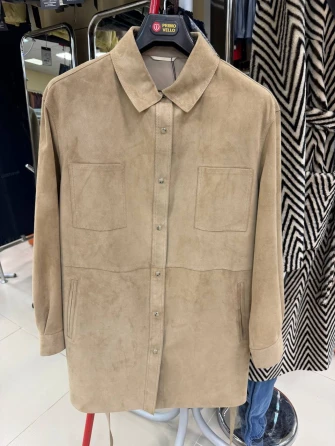 Бежевая женская замшевая куртка 3107з-0