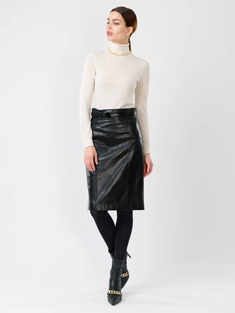 Черная кожаная юбка карандаш 02рс-0