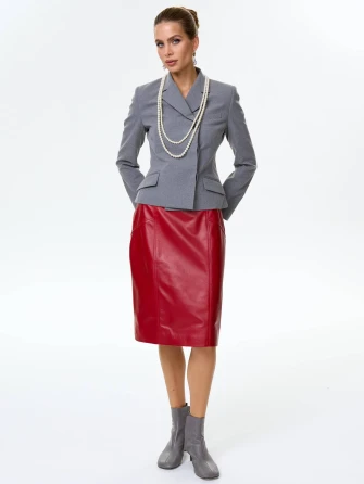 Юбка карандаш из натуральной кожи 06-0