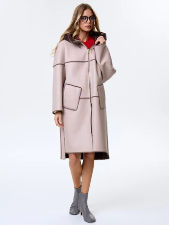 Женское полупальто с капюшоном из натуральной овчины премиум класса 2052-1