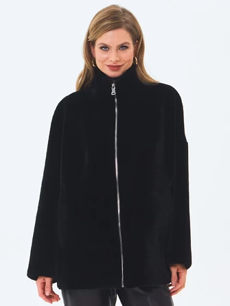 Короткая женская шуба из астрагана на молнии 2065-0