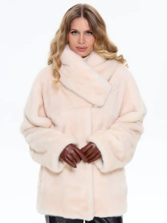 Поперечная женская норковая шуба BRASCHI LS 005-1