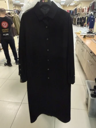 Черный женский замшевый плащ премиум класса 3112з-0