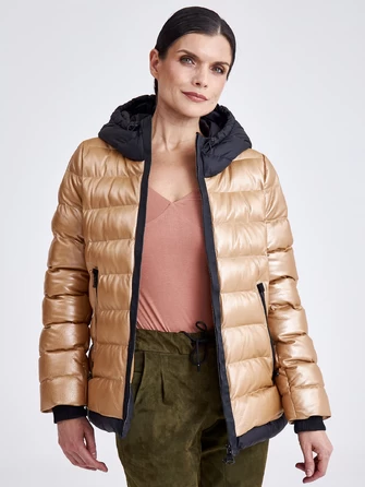 Женская кожаная куртка с капюшоном премиум класса 3028-0