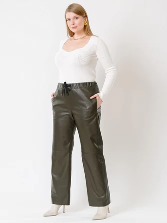 Кожаные широкие женские брюки 06-0