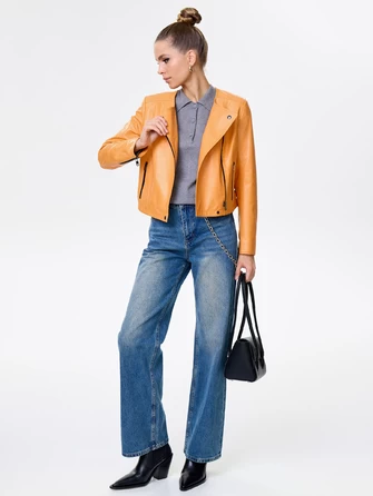 Оранжевая кожаная косуха для женщин 389-1