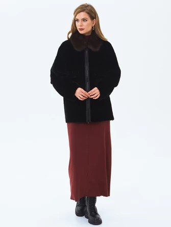 Шуба женская из астрагана  с воротником куницей 2063-1