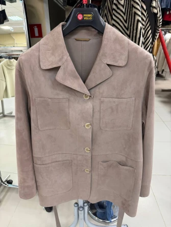 Женская замшевая бежевая куртка пиджак премиум класса 3092з-0