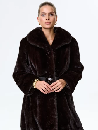 Длинное женское пальто из меха норки Белла(в)-0