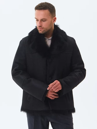 Короткая мужская дубленка из тосканы премиум класса Мишель-1