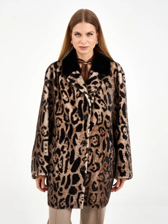 Короткая женская дубленка с норкой 2084-1